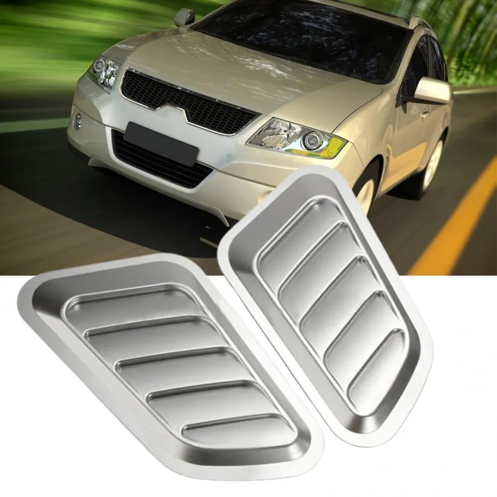 Pair of black ABS plastic fake car air outlet covers on body panel