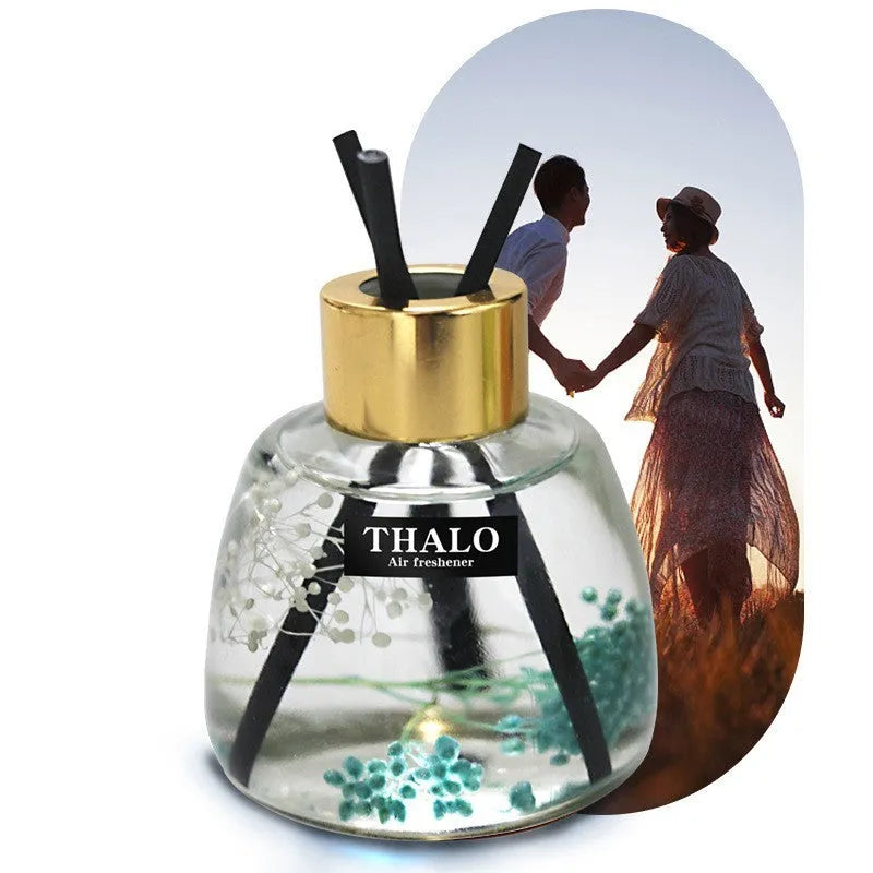 Glass bottle car fragrance ornament for loose incense in choice of six scents.