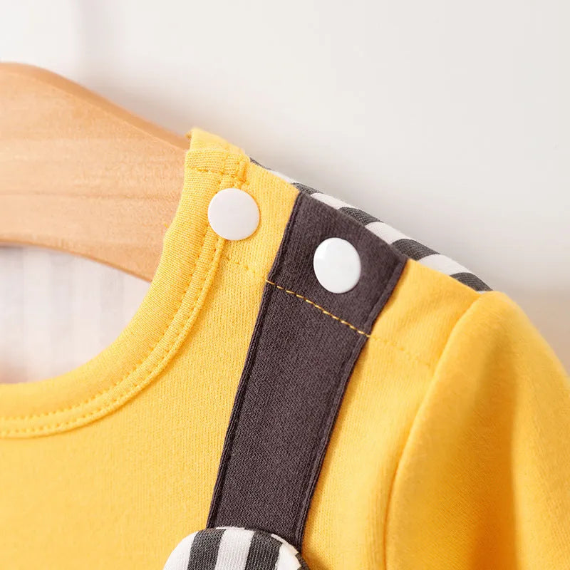 Cotton baby suit, safety class A, pullover, long sleeves, white or yellow, sizes 59cm to 90cm