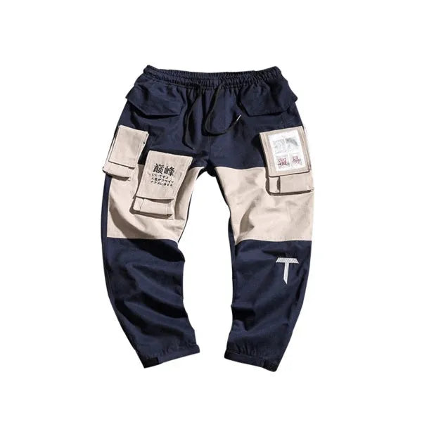 Harlan beam pants in green, grey, and navy blue with elasticated waist, sizes M to 5XL