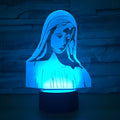 3D LED night light with laser-engraved acrylic panel showing dual ring pattern, ABS base with touch controls
