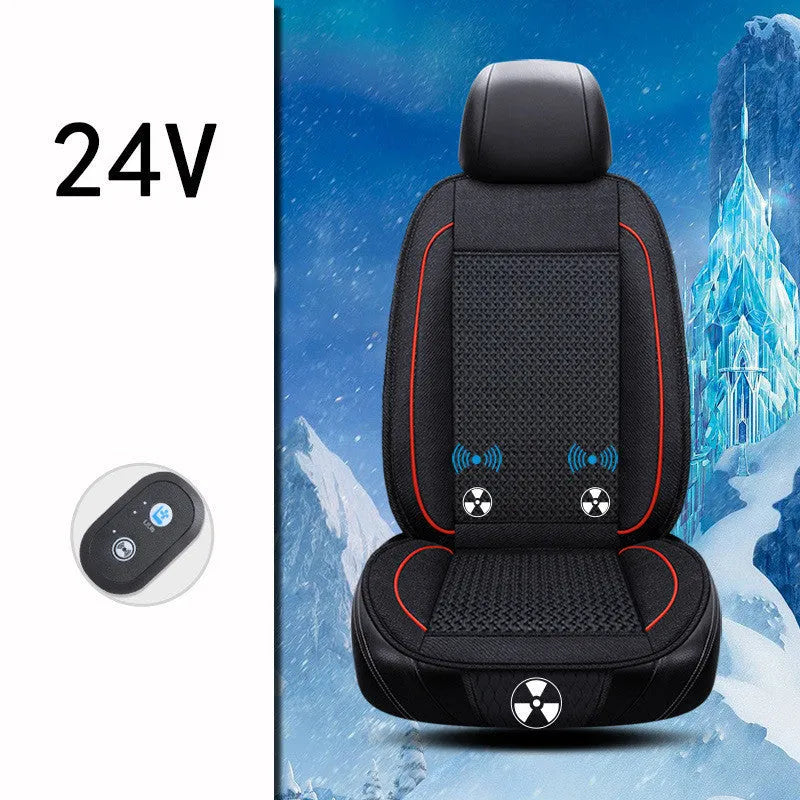 Square 60cm car ventilation seat cushion in black colour with power cord