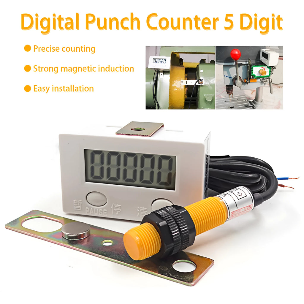 Plastic digital display counter with large LCD screen showing number 0, style TT 5J