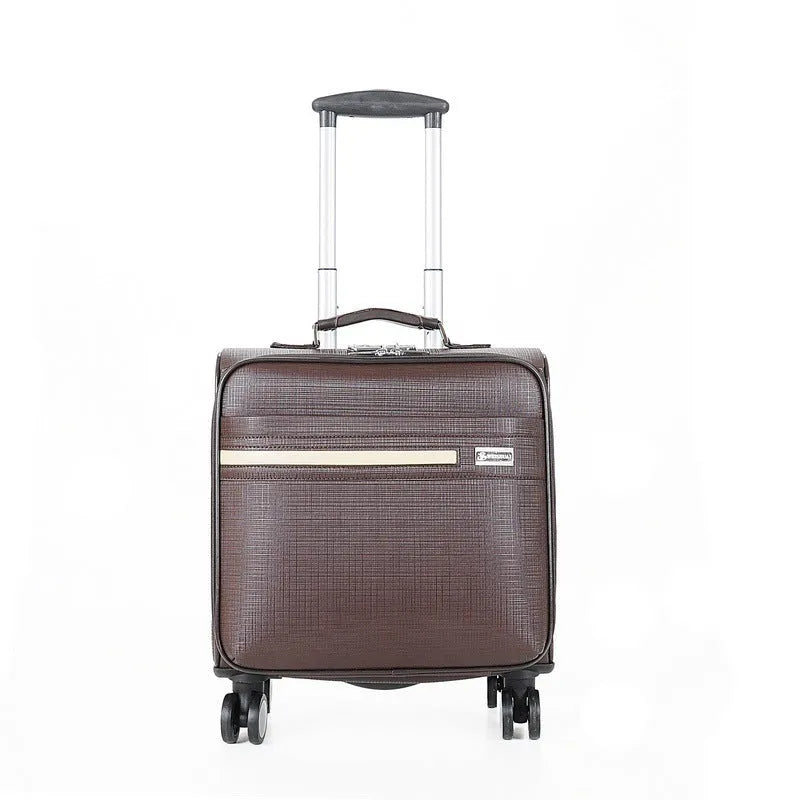 Black PU leather business case with wheels and combination lock