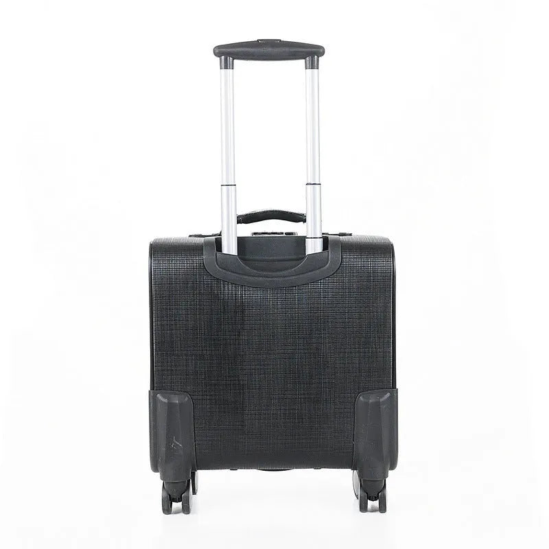 Black PU leather business case with wheels and combination lock