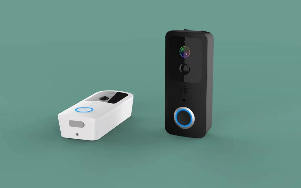 Smart home waterproof HD visual doorbell intercom unit in black or white.