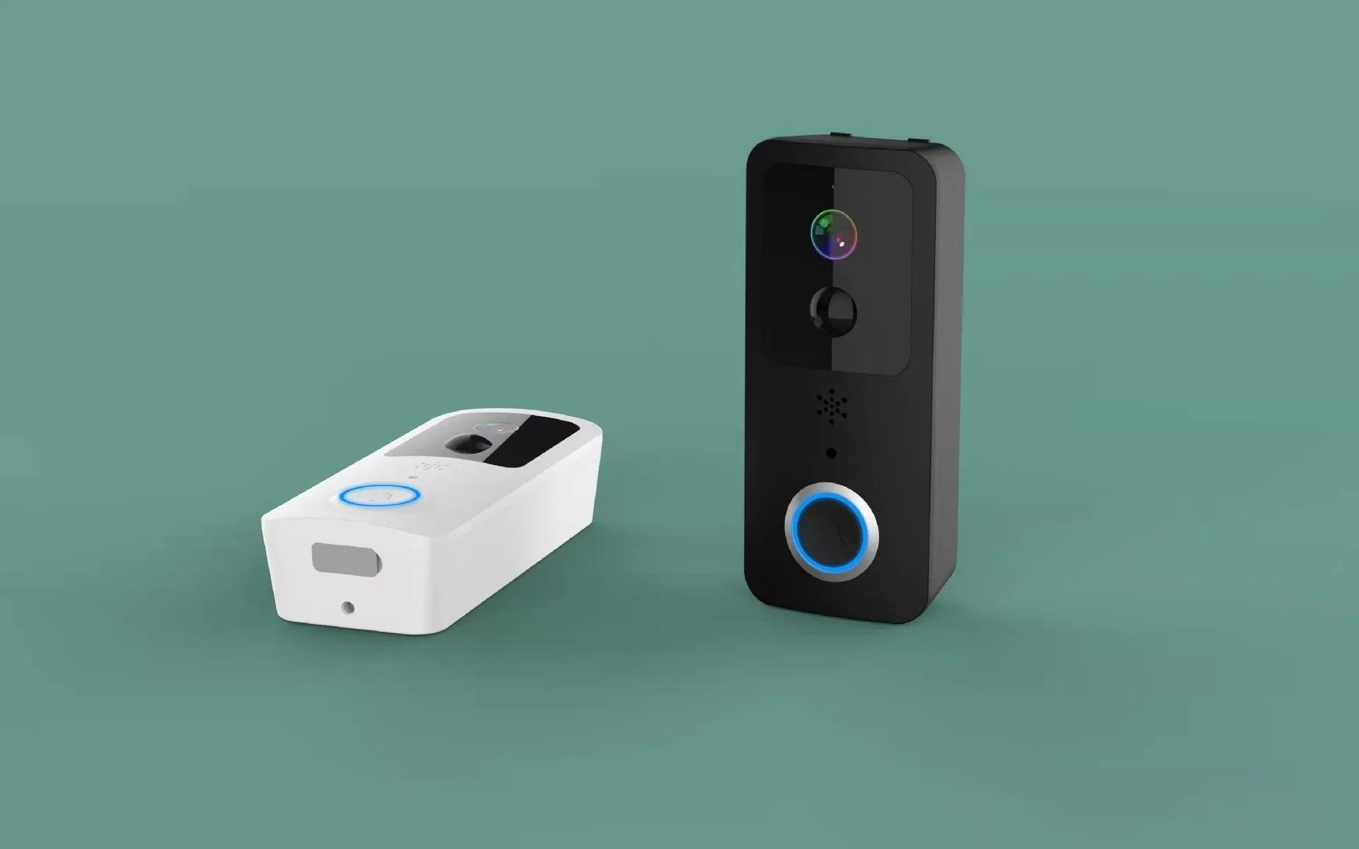 Smart home waterproof HD visual doorbell intercom unit in black or white.