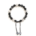 Black agate map stone volcanic bracelet with diamond-shaped beads in 8mm and 10mm sizes