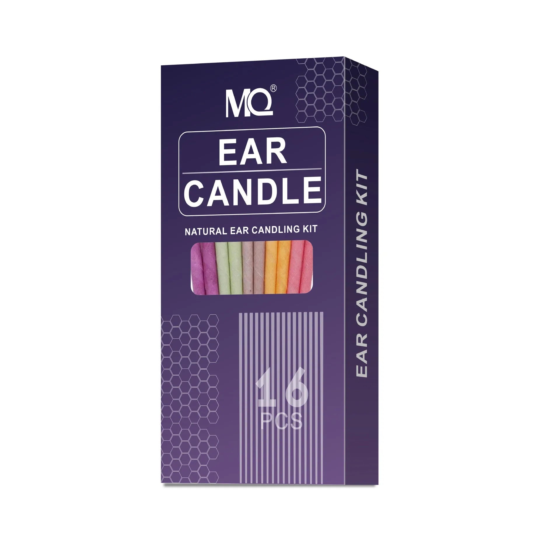 16-piece ear candle health massage kit with protection boards and cotton swabs in assorted colours.