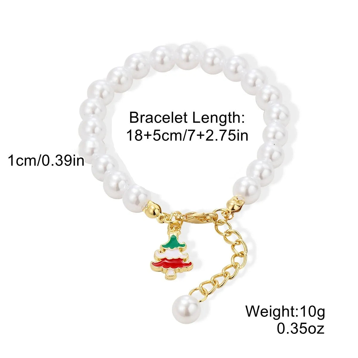 European American new Christmas bracelet pendant set in imitation pearl and polymer clay with Santa Claus design