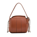 Women's PU leather vintage spliced crossbody handbag in black with magnetic buckle closure, 14cm size