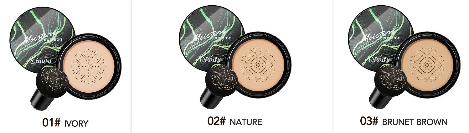 Air cushion BB cream with mushroom sponge in compact case, Ivory 01 shade