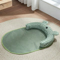 Four-season pet cooling mat for dogs and cats in green colour with size measurements displayed