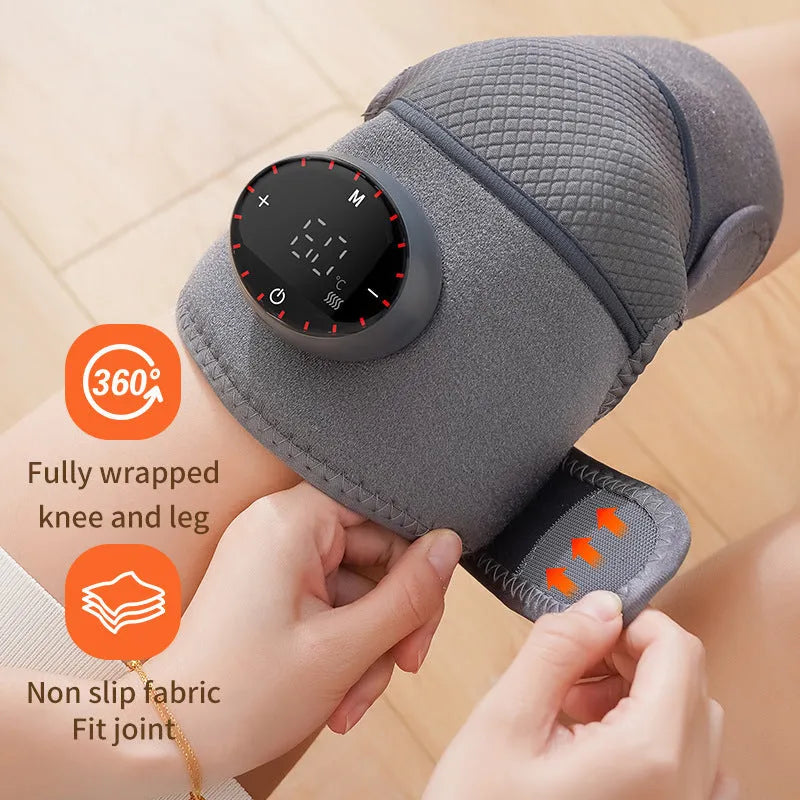 Black or grey electric heating knee massager, 8W, 3.7V, average size, self-heating knee pad