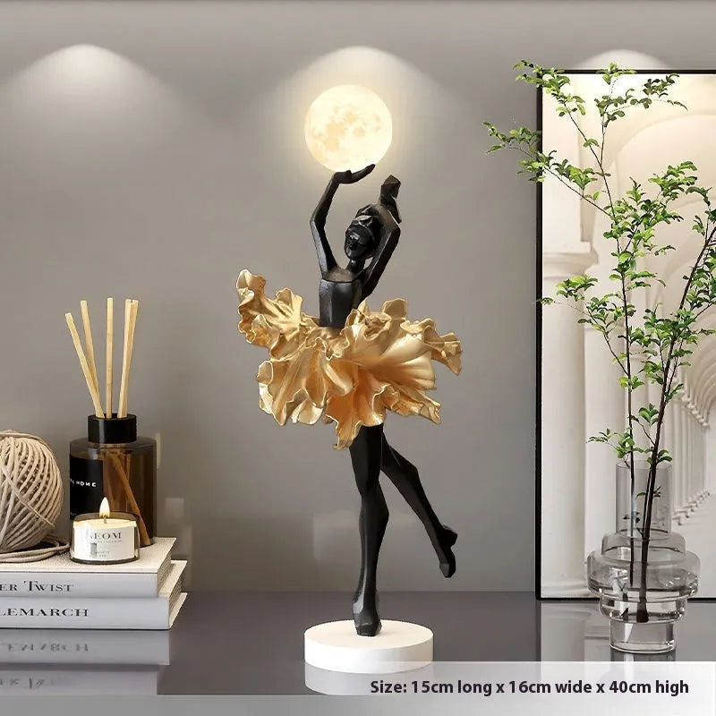 Small modern resin night lamp ornament with USB charging cable in black gold, white, pink, or light blue.