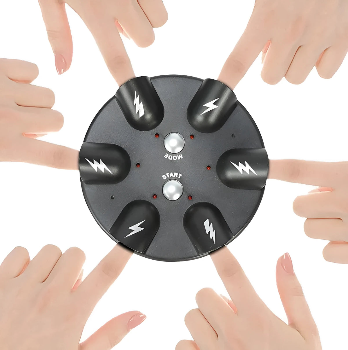 6 slots polygraph lie detector game in ABS plastic, 15.5cm x 15cm, with suction cups and LED lights