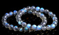 Natural cream body blue moonlight crystal bracelet showing various bead size options on a white background.