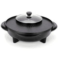 Black Korean-style shabu-shabu electric grill with aluminium alloy inner pot and wave plate baking tray