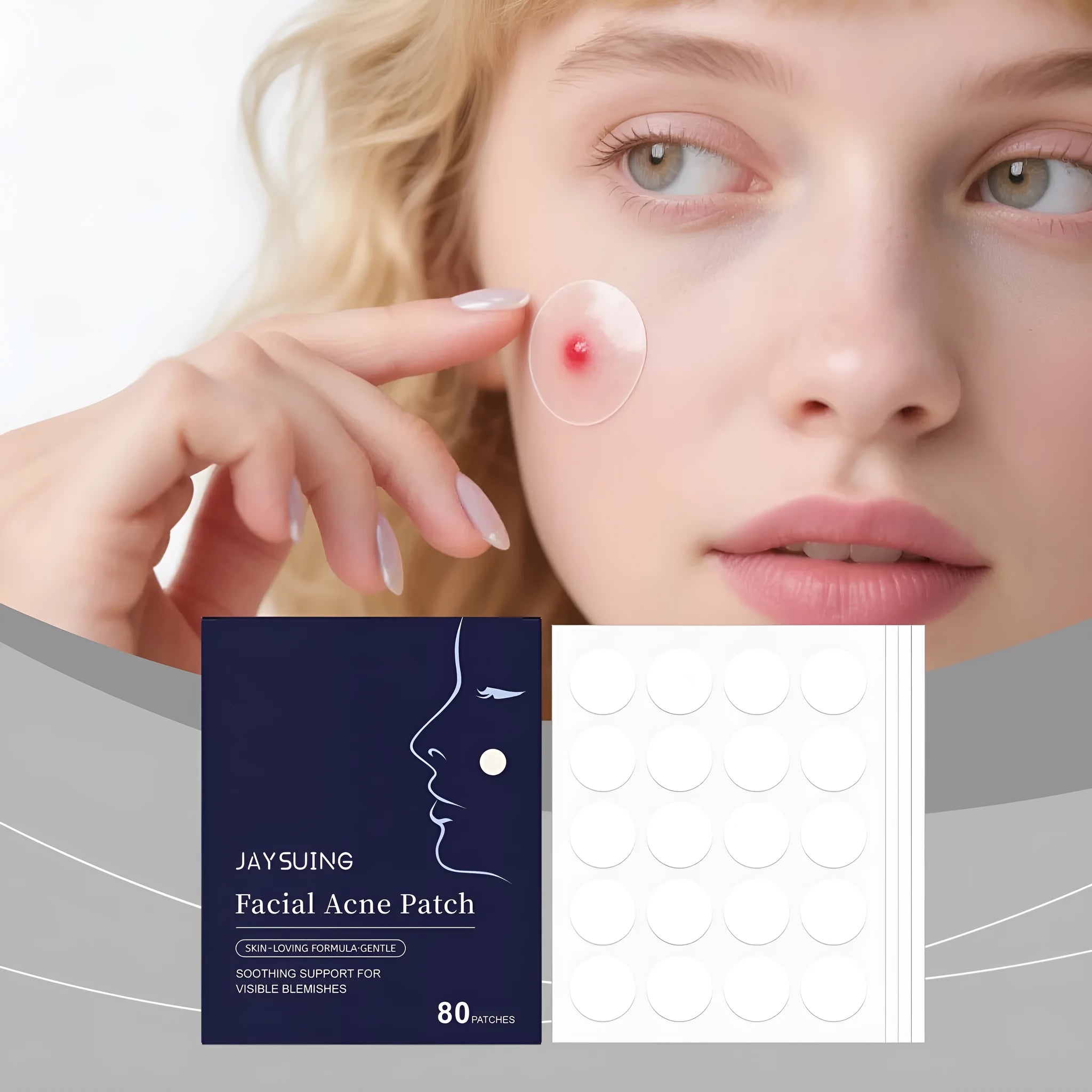 Pack of 80 gentle breathable facial acne patches for daily blemish care
