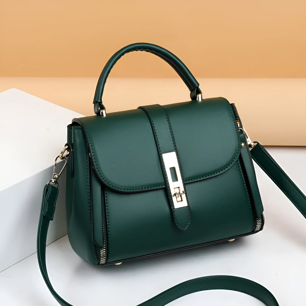 Women's soft PU square vertical shoulder bag with single strap available in black red green and blue