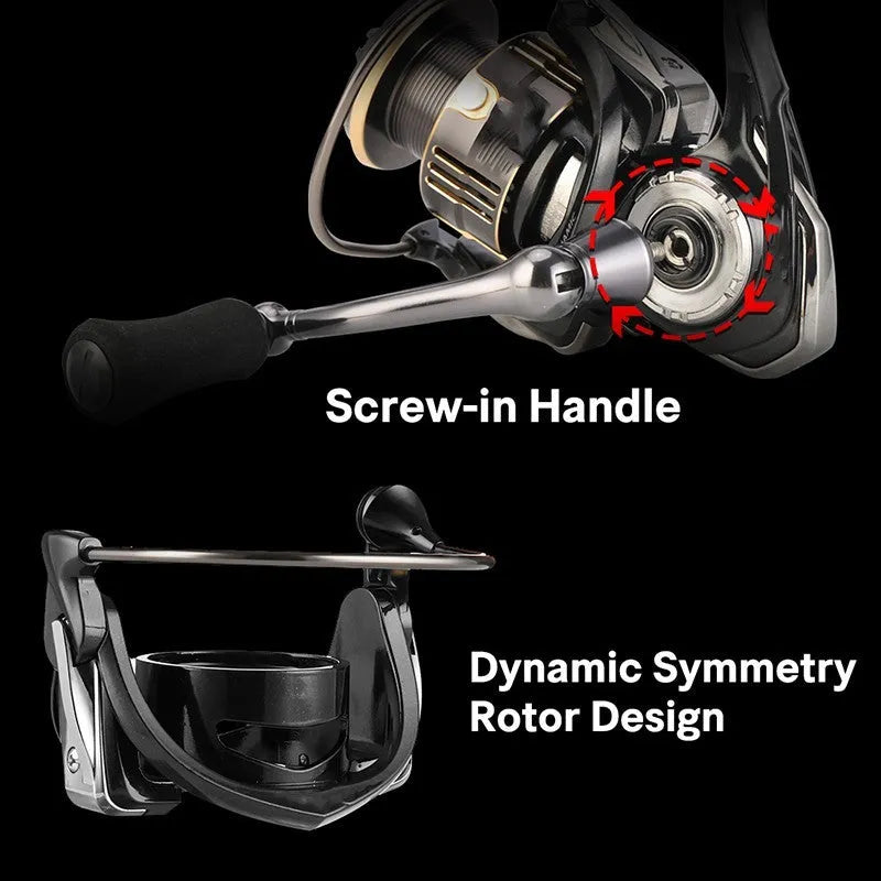 All-metal cup 11-axle front relief spinning reel in TREANT III colour, 92mm size, with interchangeable handle
