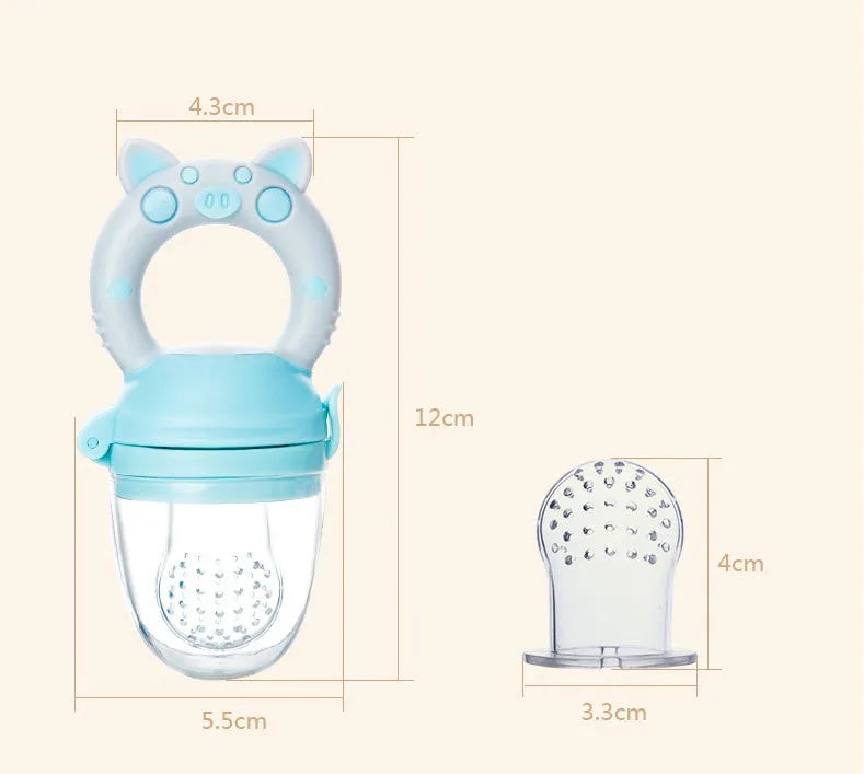 Blue, green, and pink silicone baby teethers showing single and triple mouthpiece styles