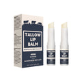 Two standard size colourless beef fat lip balm sticks for dry lip care