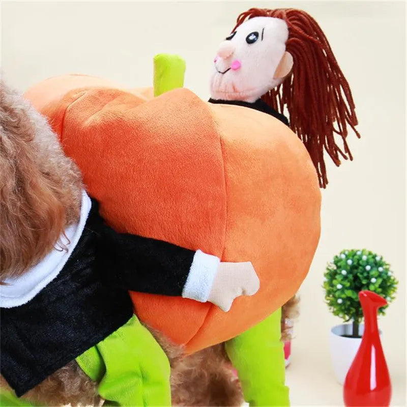 Orange cotton dog Halloween coat with penguin design, adjustable Velcro bust, sizes S to XXL