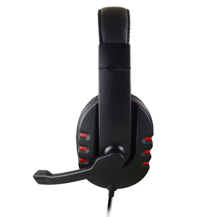 Warlord gaming headset wired with blue colour and soft PU leather earmuffs on black background