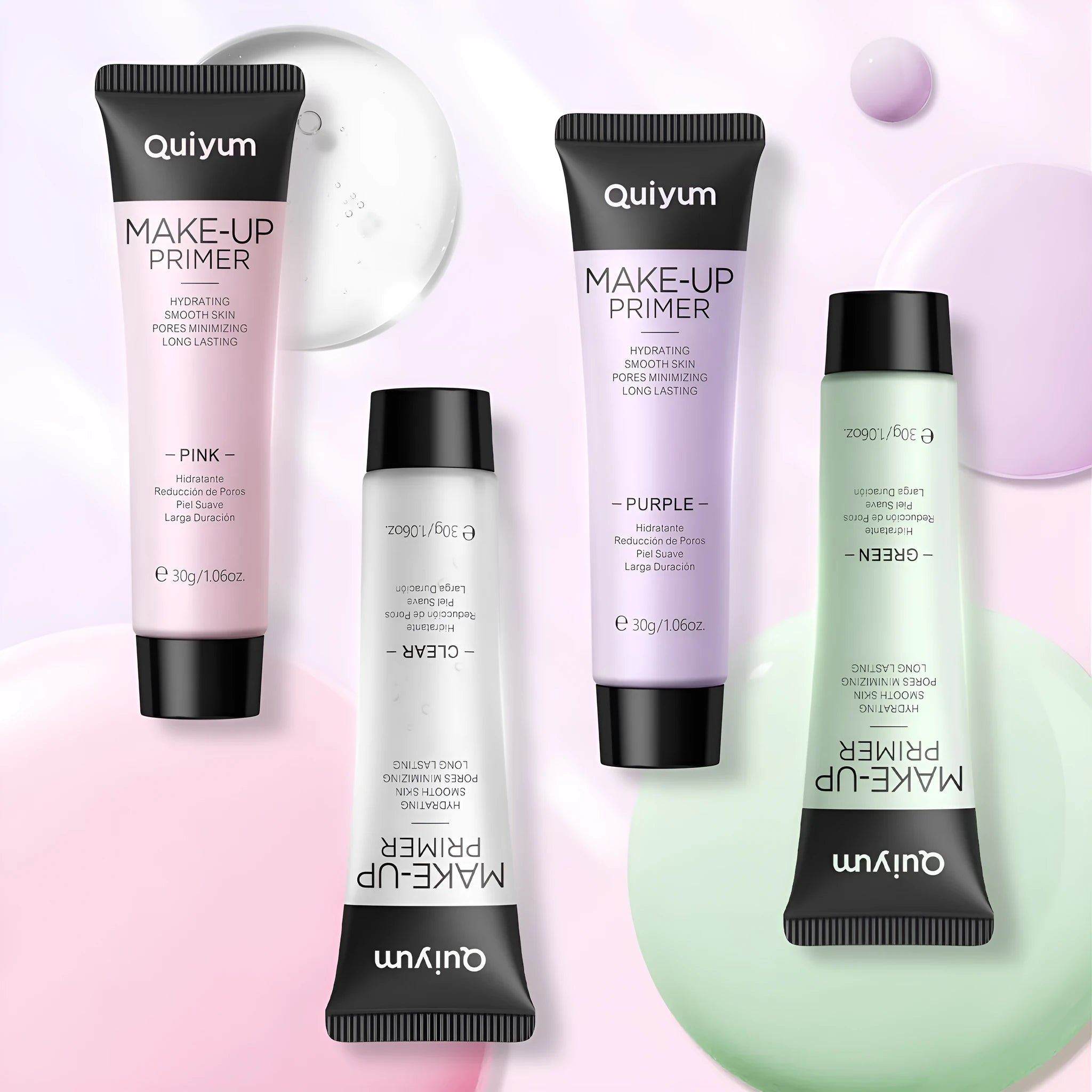30g colour-correcting makeup primer in green, pink and purple shades