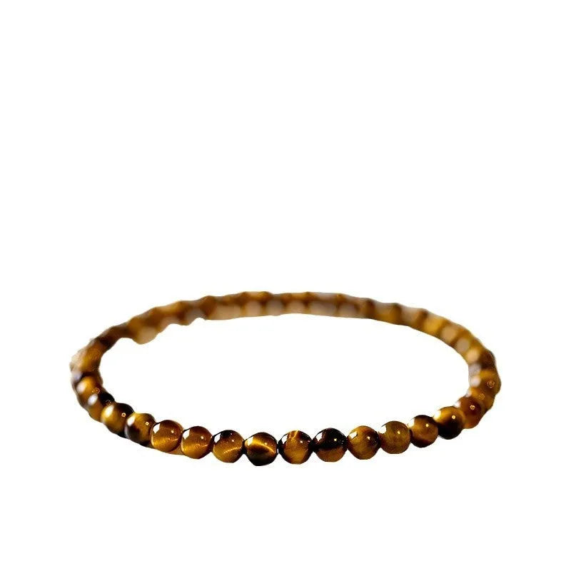 Tigereye stone bracelet with geometric design and round beads in new Chinese style