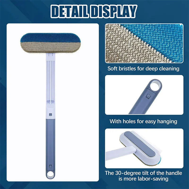 4-in-1 multifunctional hair removal brush with flannel surface and detachable handle for cleaning pet hair from screens and upholstery