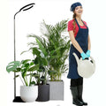 Base dual-purpose floor plant growth lamp with full spectrum LED, black aluminium finish, telescopic rod extended