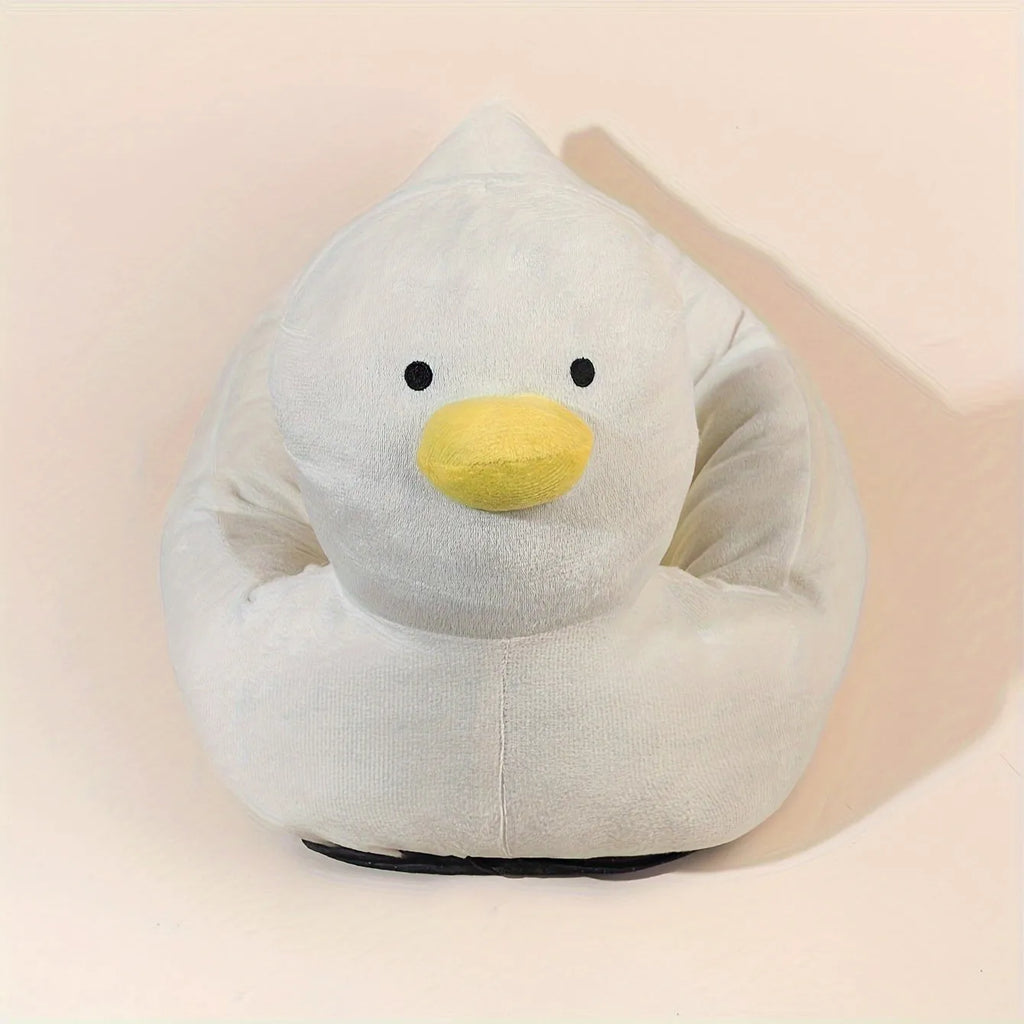 Blue duck-shaped soft polyester pet bed sofa for small dogs and cats on a wooden floor.
