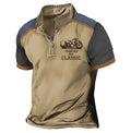 Loose fit solid colour golf polo shirt with 3D print, shown in available sizes.