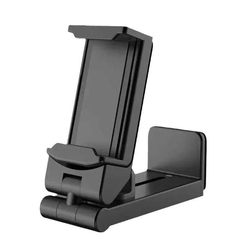 H22 Black collapsible mobile phone holder with 360-degree rotation on desktop