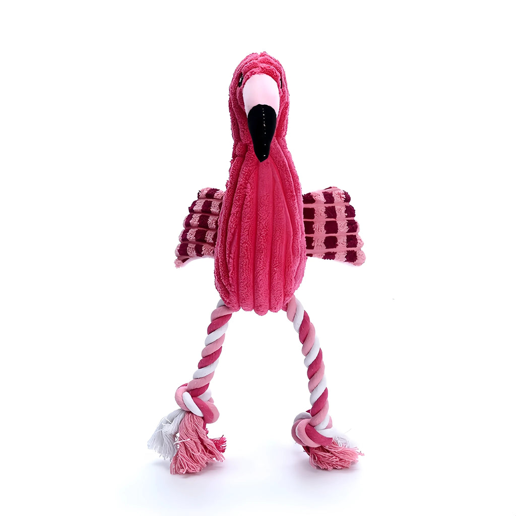 Pink corduroy animal-shaped squeaky dog toy for small and large breeds