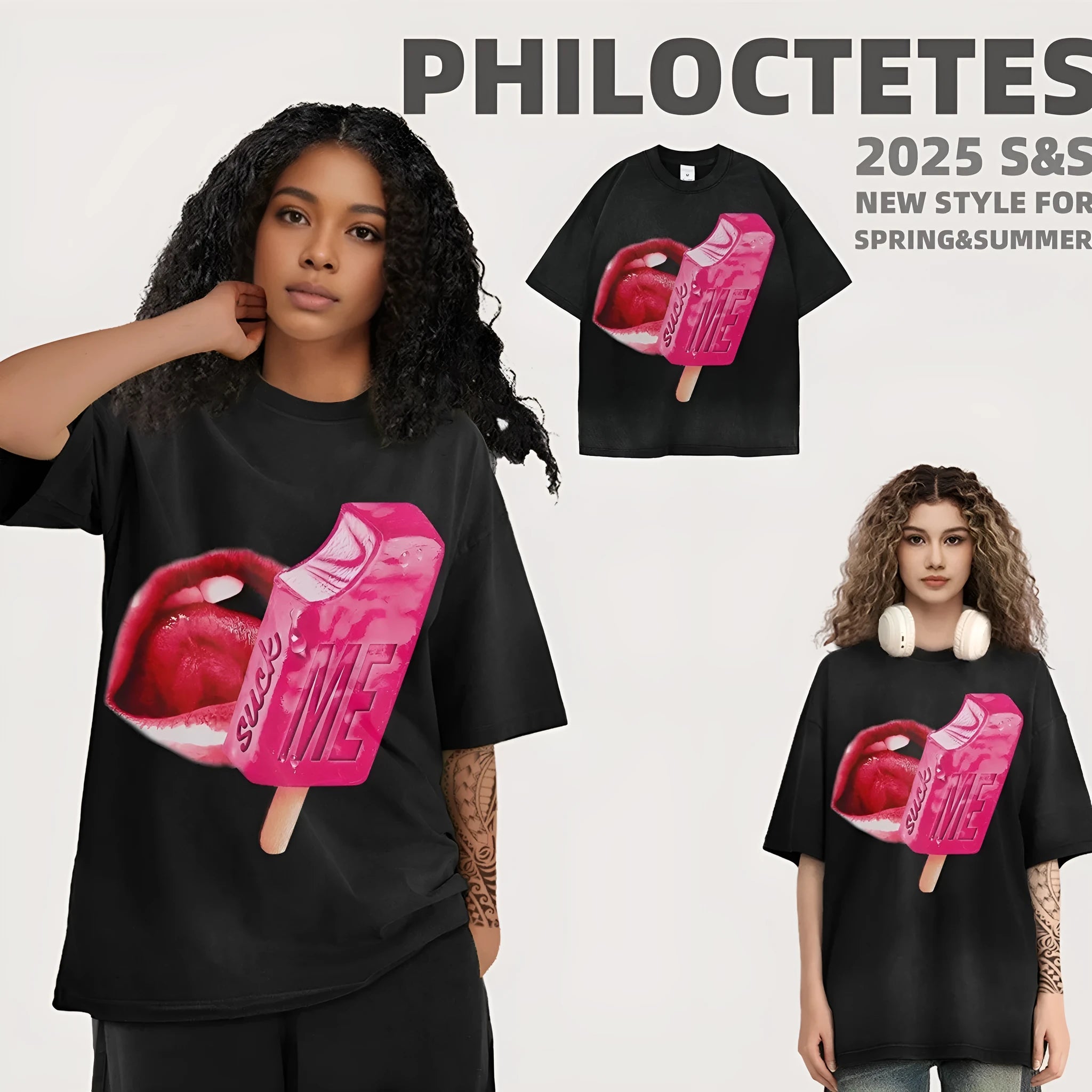 Heavy washed loose street t-shirt with cartoon print in multiple colour options.