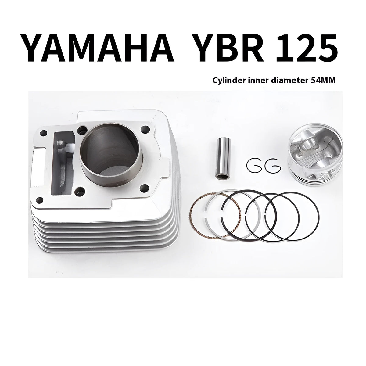 54mm stainless steel motorcycle cylinder set for YBR125 and XTZ125, 123cc single-cylinder replacement part