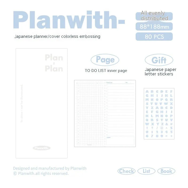 Embossed metre book notebook with 80 sheets of 100g white cow paper in five colour options