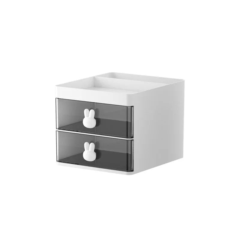 Transparent partitioned desktop storage box with grid drawers, PP plastic, 2L capacity