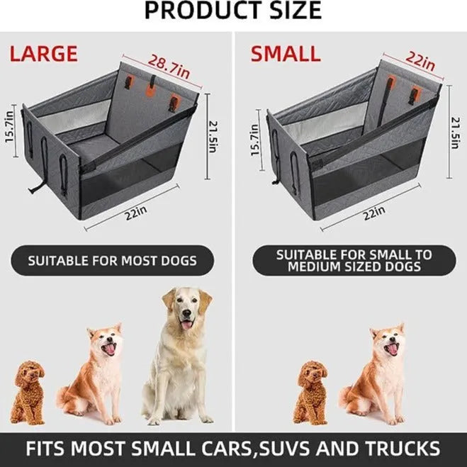 Grey cloth dog bed with water resistant properties measuring 56 cm square