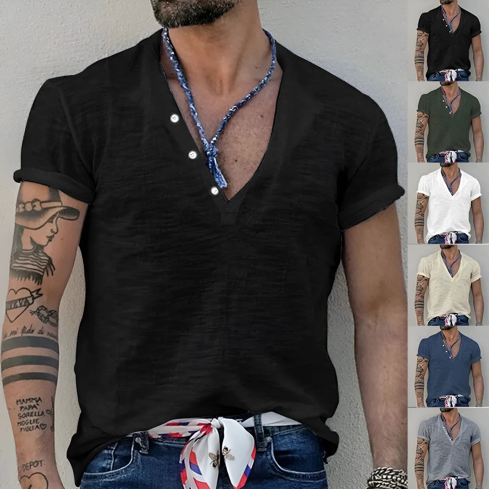 Men's casual solid colour slim-fit short sleeve t-shirt in polyester, colour option shown