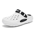 Men's black EVA casual slippers with hollow out pattern and platform sole