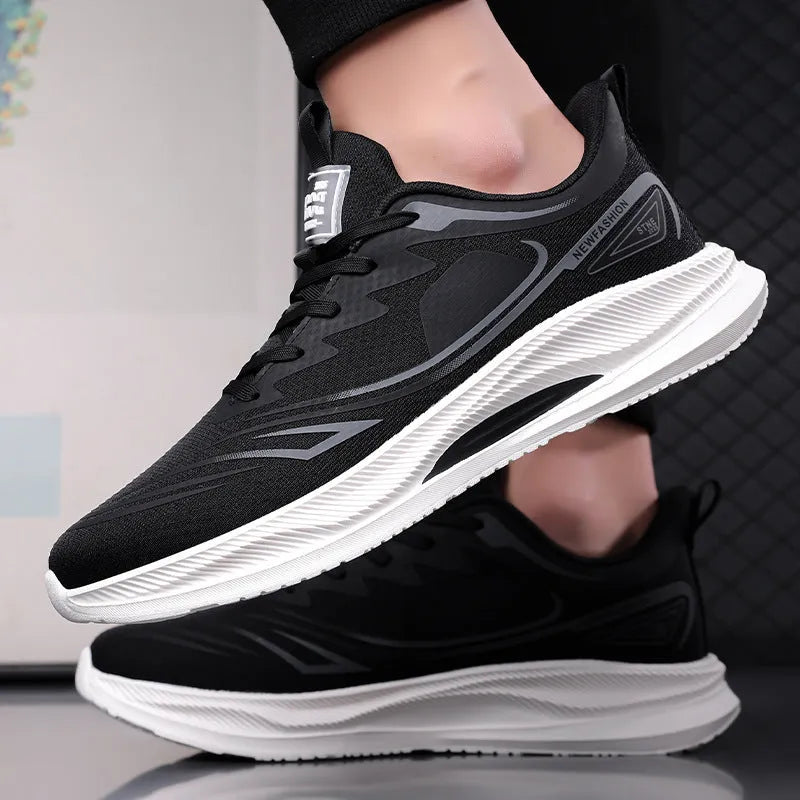 Men's low-top casual trainers in blue with a breathable mesh upper and rubber sole.