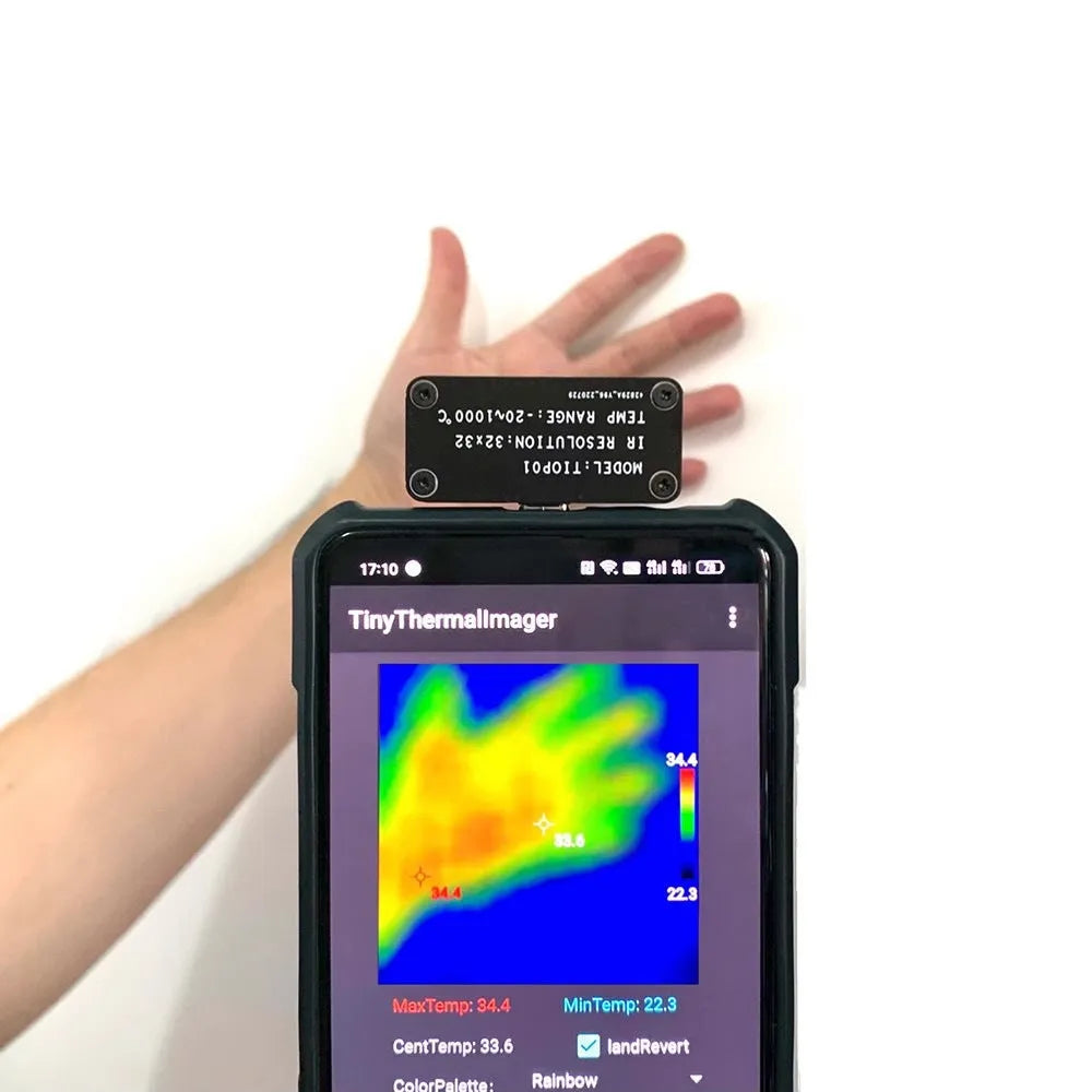 Mobile phone hot imaging instrument with Type-C connector, 32x32 resolution, and temperature measurement range
