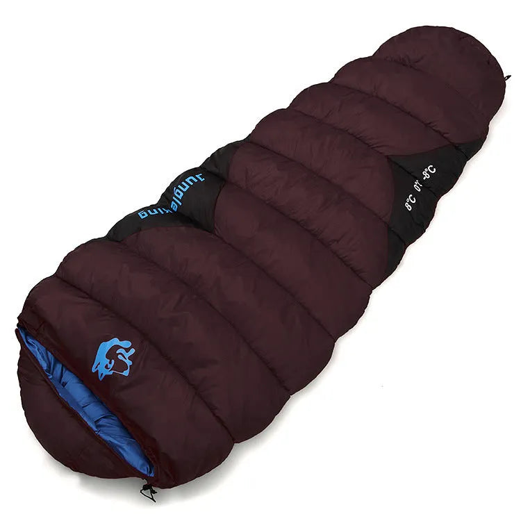 Mummy-style camping sleeping bag in a compression sack, shown in Army Green colour option.
