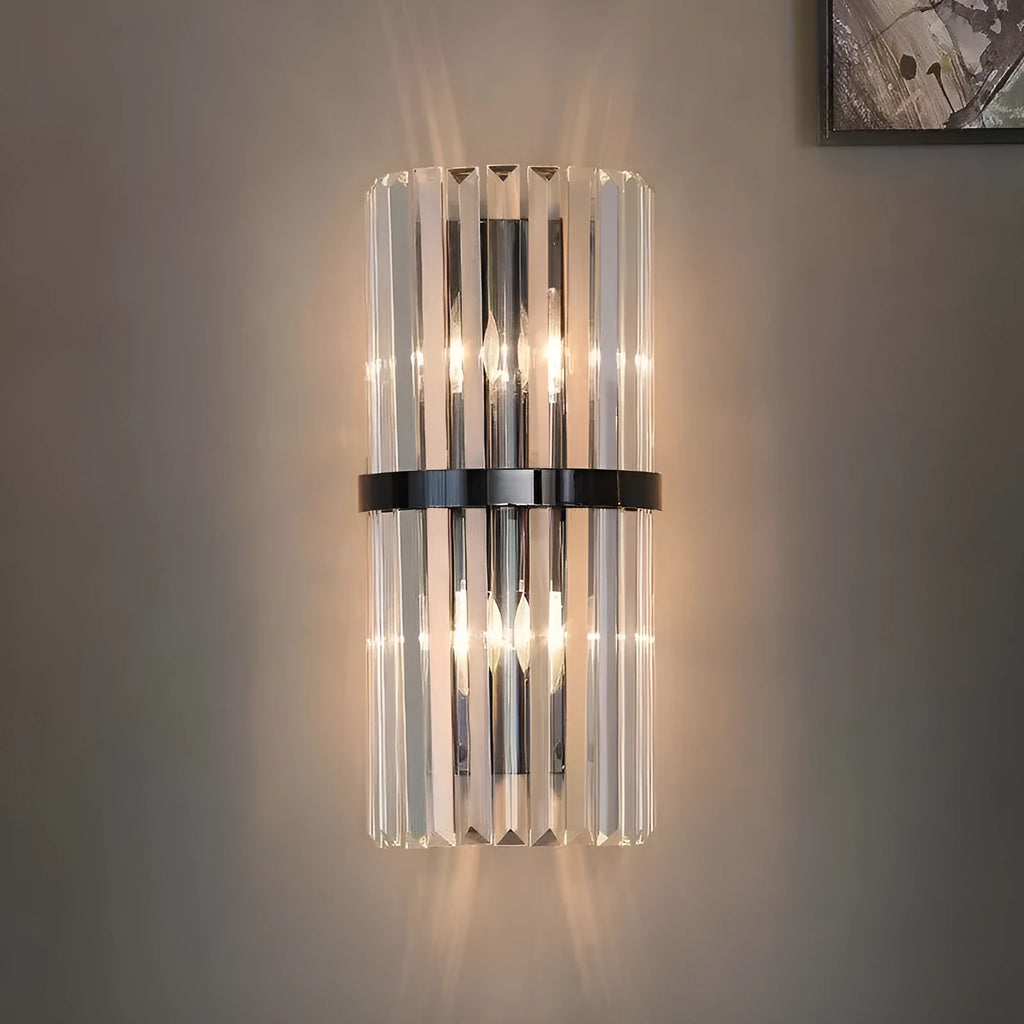 Stainless steel crystal background wall lamp for aisle bedside with gold finish and 12W LED