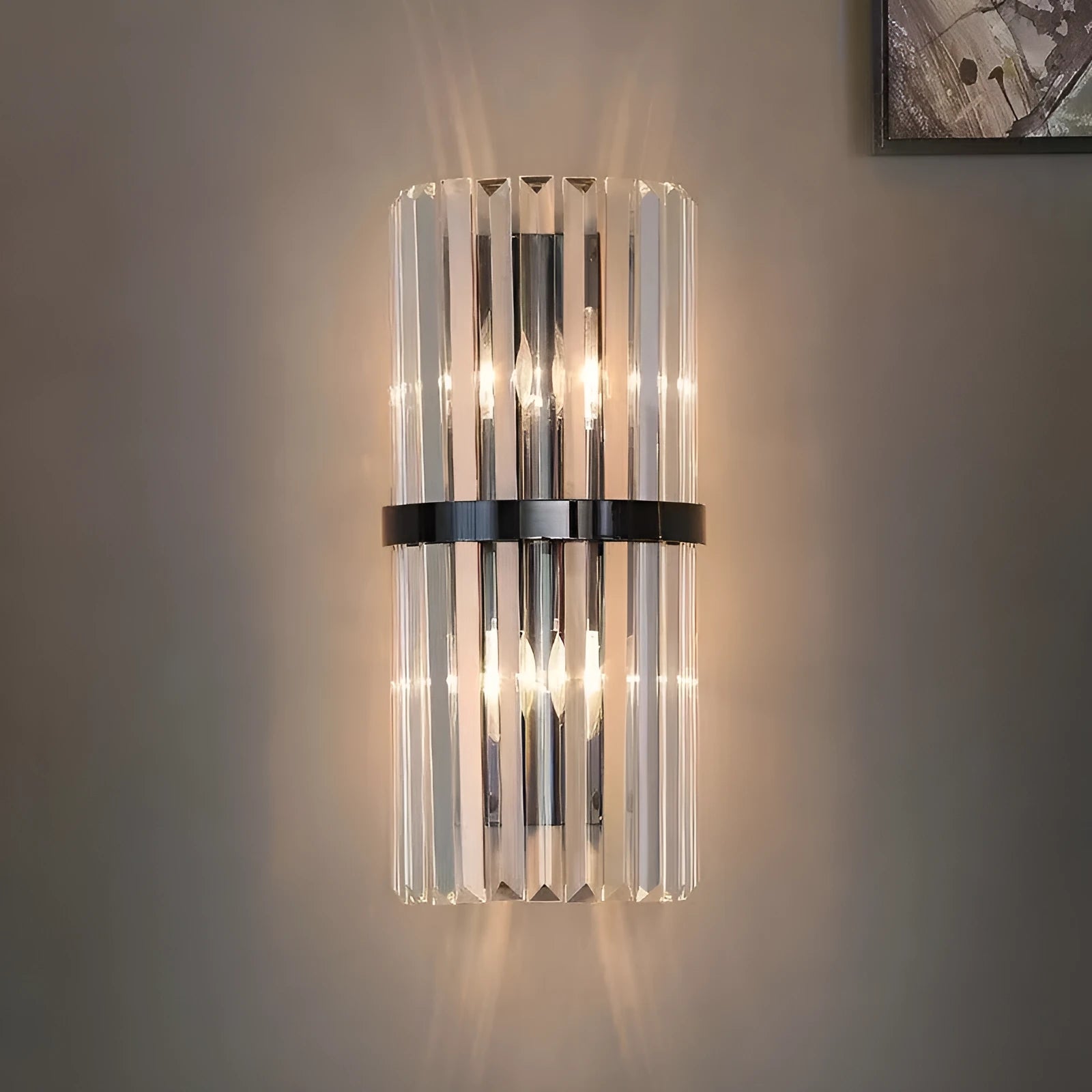 Stainless steel crystal background wall lamp for aisle bedside with gold finish and 12W LED