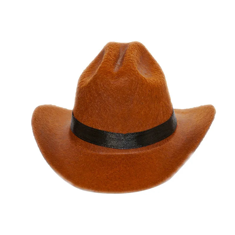 British-style cat cowboy hat with ribbon decorations in non-woven fabric
